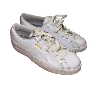 Puma White Sneakers with Gold Accents